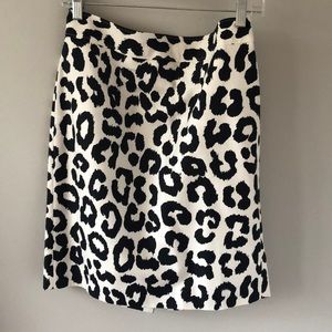 LOFT Navy Leopard Print Pencil Skirt